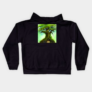 Tree House Portrait, greenery Outside Kids Hoodie